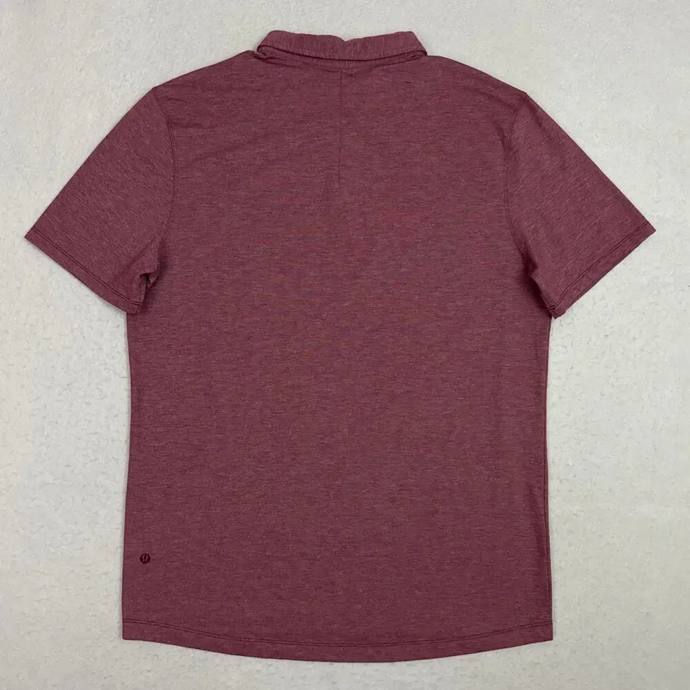 Lululemon Evolution Polo Mens Large Heathered Red Merlot Golf Performance